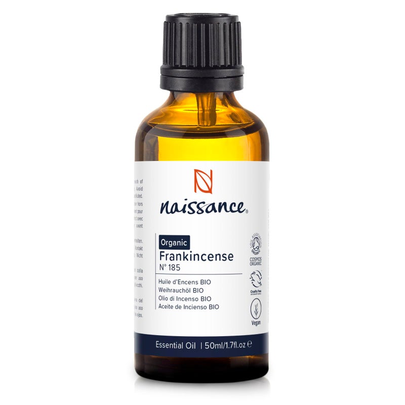 Naissance Organic Frankincense Essential Oil (No. 185) - 50ml - 100% Pure, Certified Organic, Vegan, Cruelty Free, Steam Distilled & Undiluted - for Aromatherapy & Diffusers